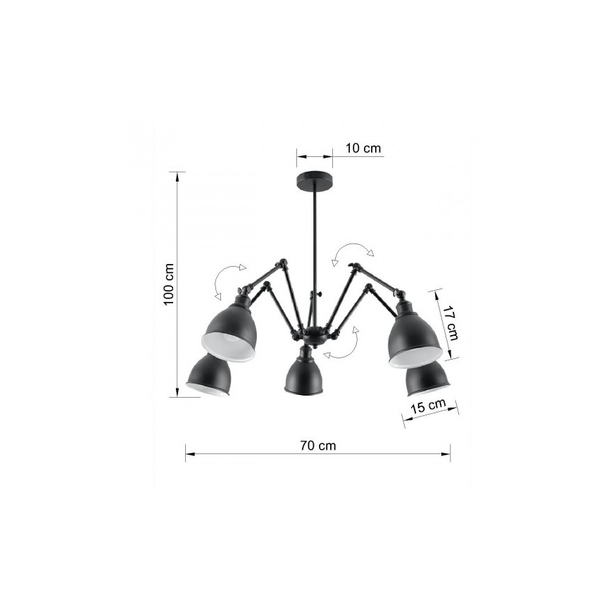 Lustr na tyči STARK SHADE 5xE27/60W/230V