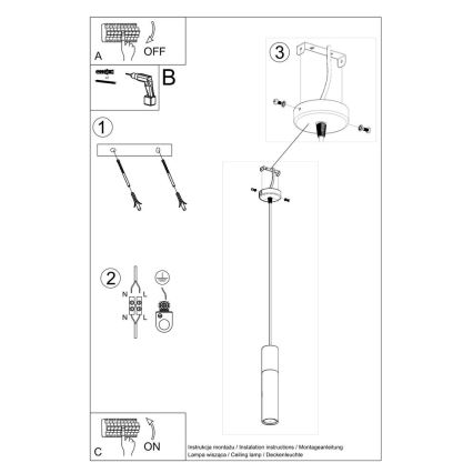 Lustr na lanku BORGIO 1xGU10/40W/230V beton/kov bílá