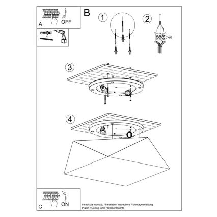 Stropní svítidlo HEXA 2xE27/60W/230V stříbrná