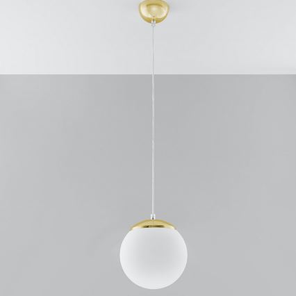 Lustr na lanku TOYA 1xE27/60W/230V pr. 20 cm bílá/zlatá