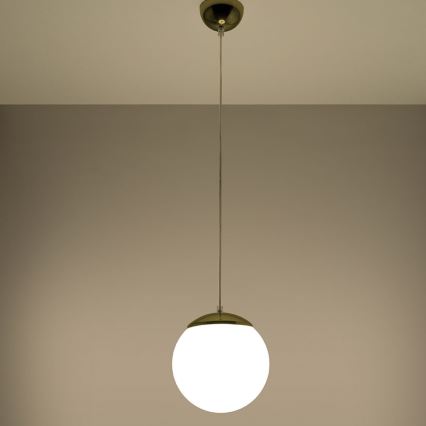 Lustr na lanku TOYA 1xE27/60W/230V pr. 20 cm bílá/zlatá