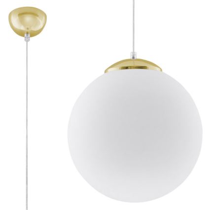 Lustr na lanku TOYA 1xE27/60W/230V pr. 30 cm bílá/zlatá