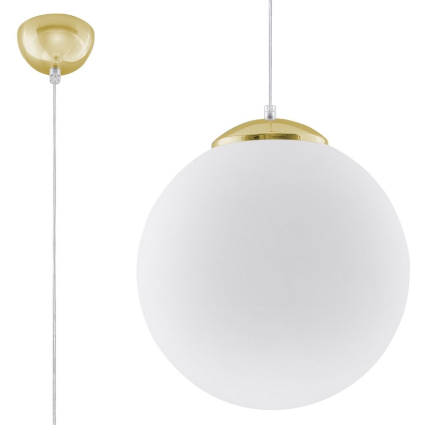 Lustr na lanku TOYA 1xE27/60W/230V pr. 30 cm bílá/zlatá