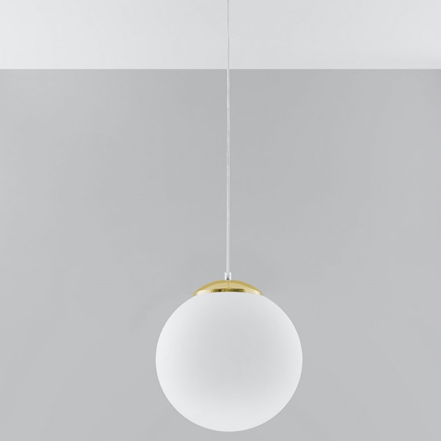 Lustr na lanku TOYA 1xE27/60W/230V pr. 30 cm bílá/zlatá