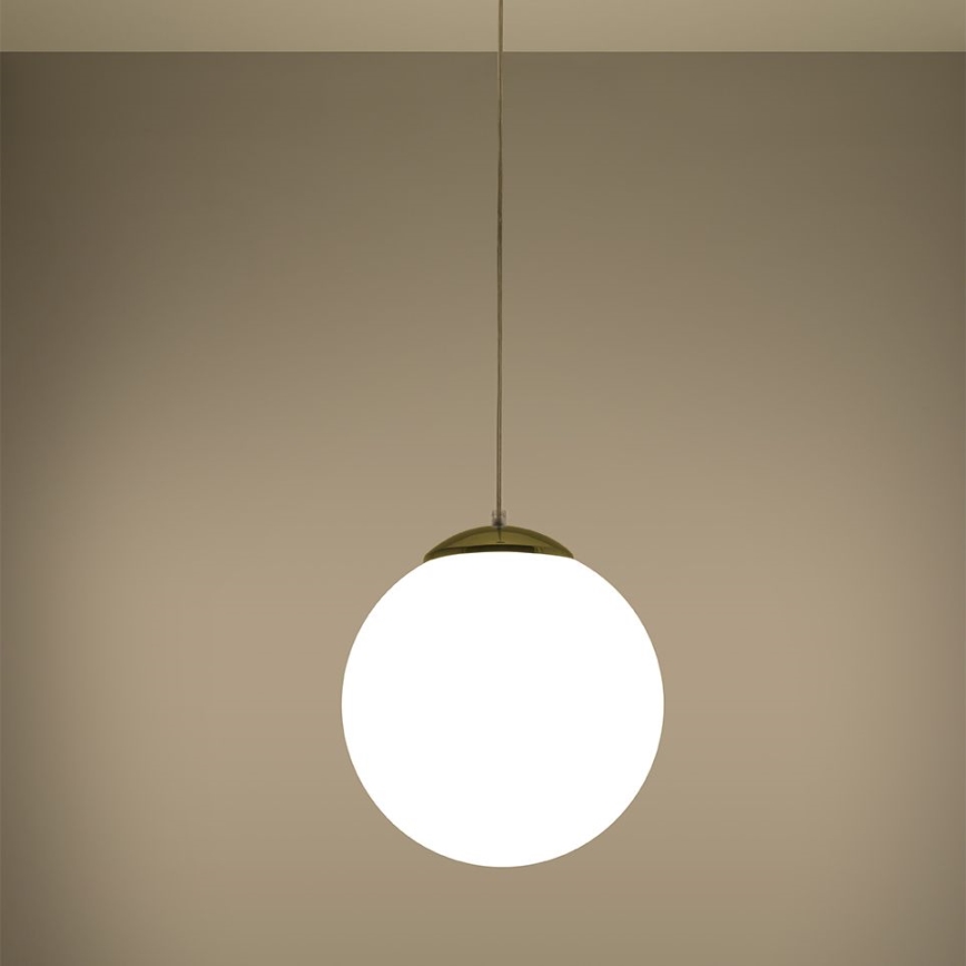 Lustr na lanku TOYA 1xE27/60W/230V pr. 30 cm bílá/zlatá