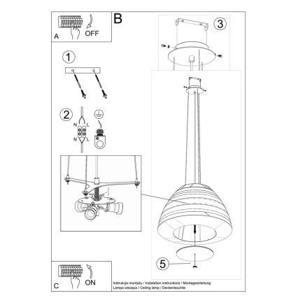 Lustr na lanku BELLA 3xE27/60W/230V pr. 60 cm bílá