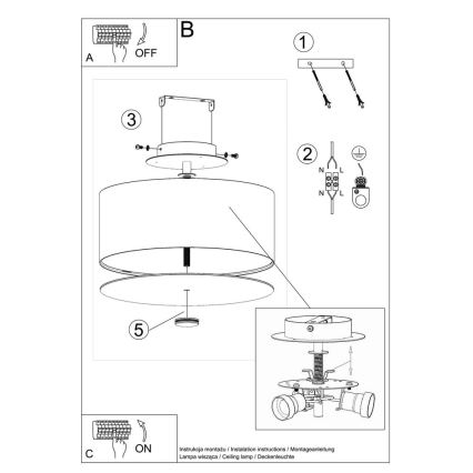 Stropní svítidlo SKALA 3xE27/60W/230V pr. 30 cm bílá