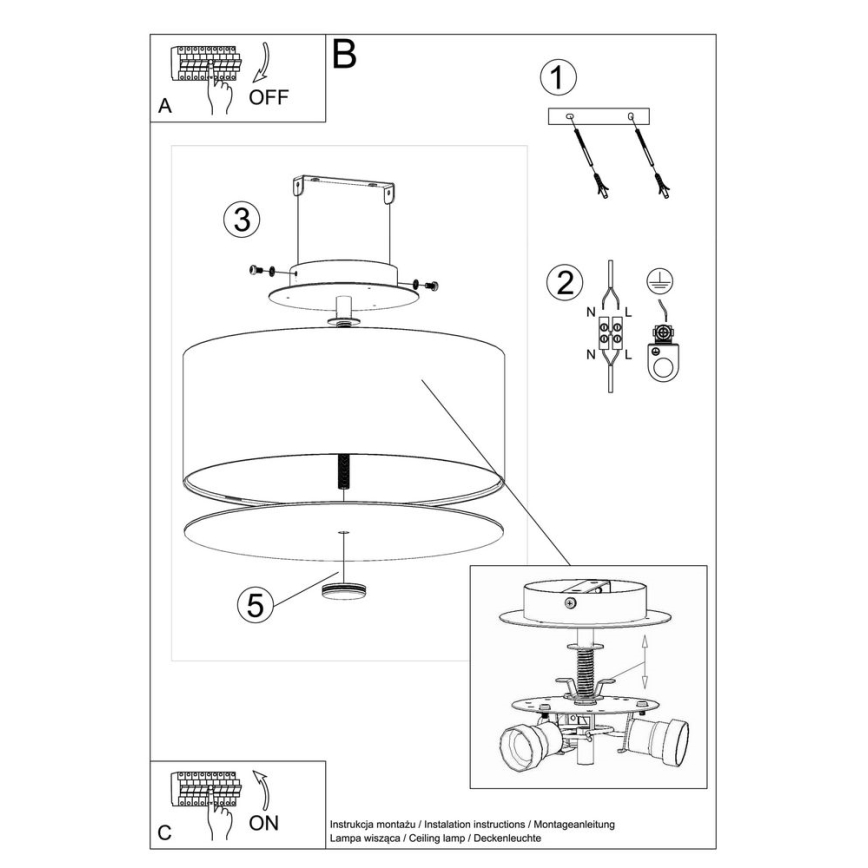 Stropní svítidlo SKALA 3xE27/60W/230V pr. 30 cm bílá