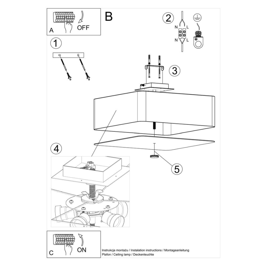 Stropní svítidlo LOKKO 5xE27/60W/230V 45 cm černá