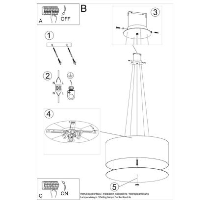 Lustr na lanku OTTO 6xE27/60W/230V pr. 70 cm černá