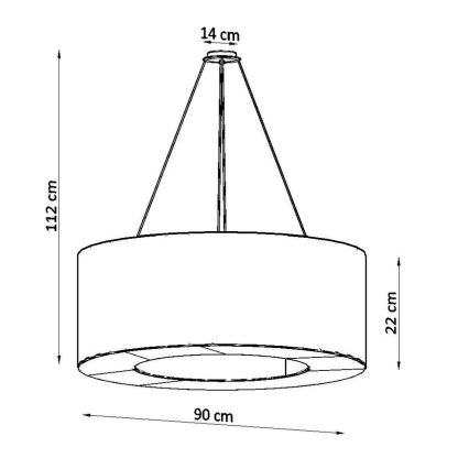 Lustr na lanku SATURNO 8xE27/60W/230V pr. 90 cm černá