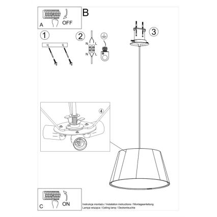 Lustr na lanku CONO 3xE27/60W/230V pr. 45 cm bílá