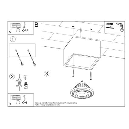 Stropní svítidlo QUATRO AR111 1xGU10/40W/230V beton