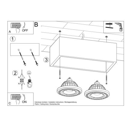 Stropní svítidlo QUATRO AR111 2xGU10/40W/230V beton