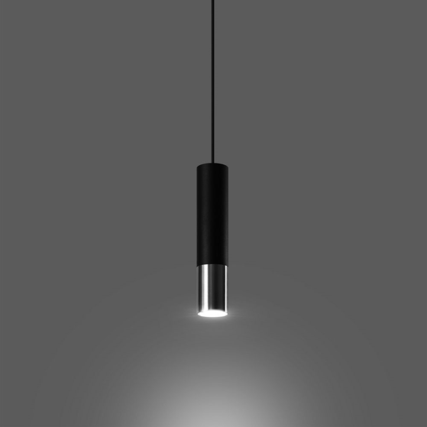 Lustr na lanku LOOPEZ 1xGU10/10W/230V černá/lesklý chrom