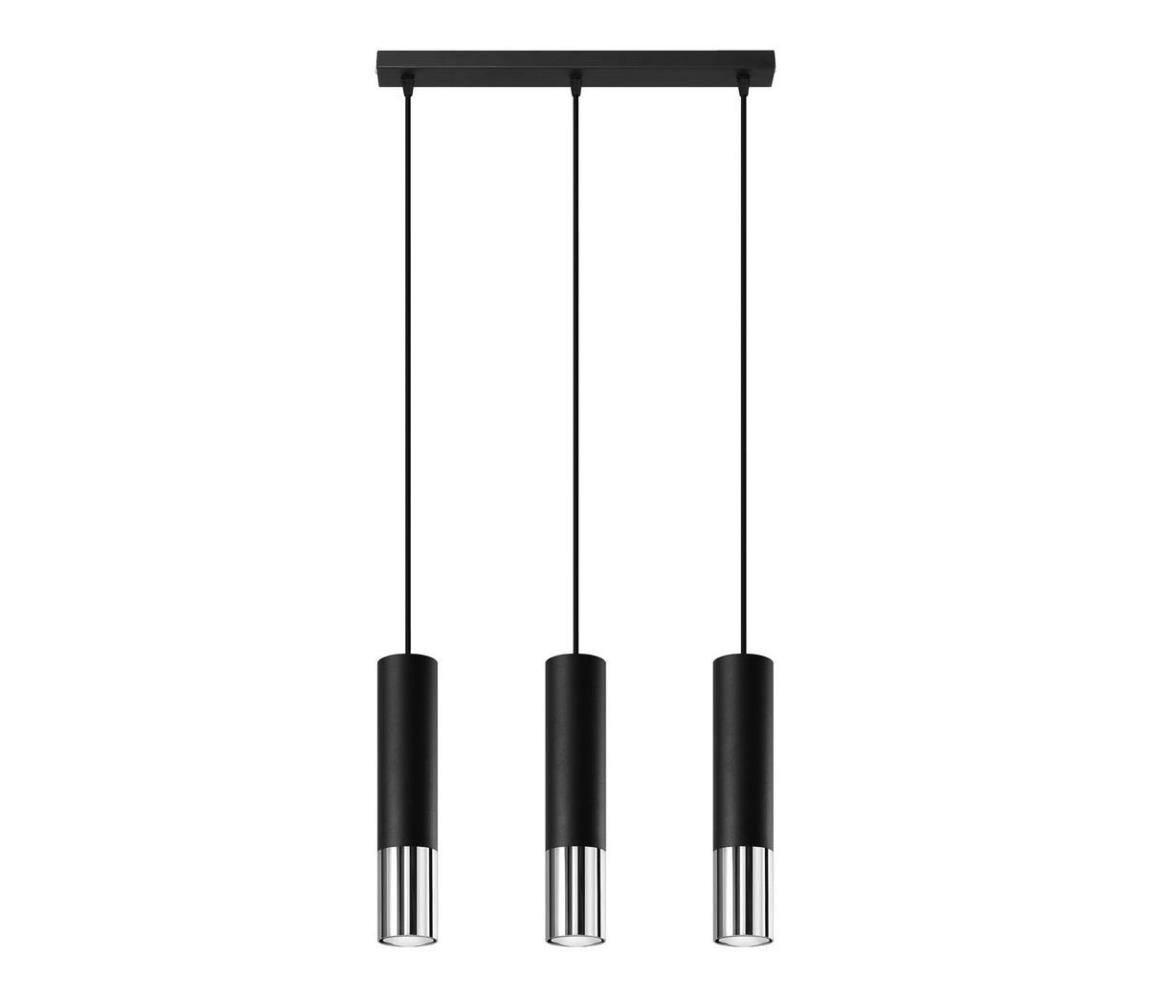Sollux Sollux SL.0942 - Lustr na lanku LOOPEZ 3xGU10/40W/230V černá/chrom SLX0745