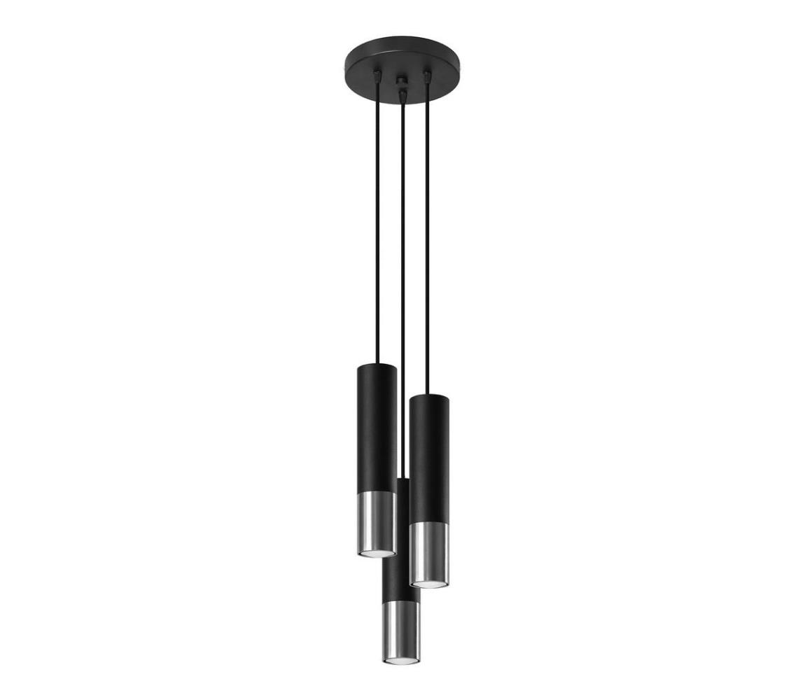 Sollux Sollux SL.0943 - Lustr na lanku LOOPEZ 3xGU10/40W/230V kulatý černá/chrom SLX0746