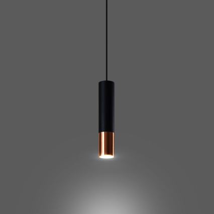 Lustr na lanku LOOPEZ 1xGU10/10W/230V černá/měď