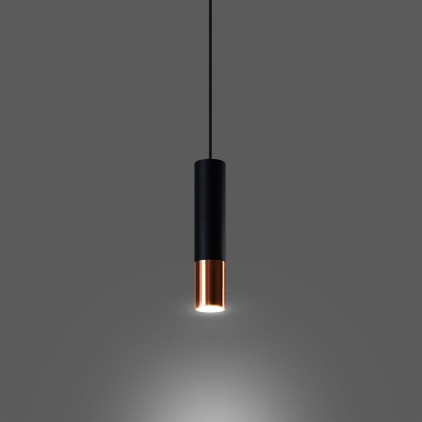 Lustr na lanku LOOPEZ 1xGU10/10W/230V černá/měď