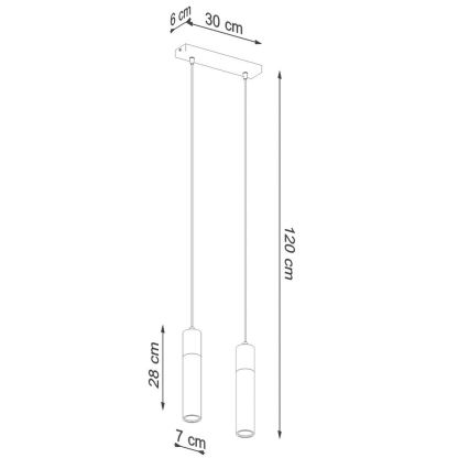 Lustr na lanku ZANE 2xGU10/40W/230V beton/bříza/buk