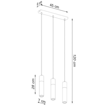 Lustr na lanku ZANE 3xGU10/40W/230V beton/bříza/buk