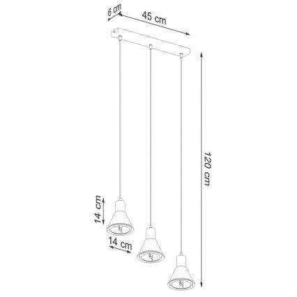 Lustr na lanku TAZILA 3xES111/60W/230V bílá