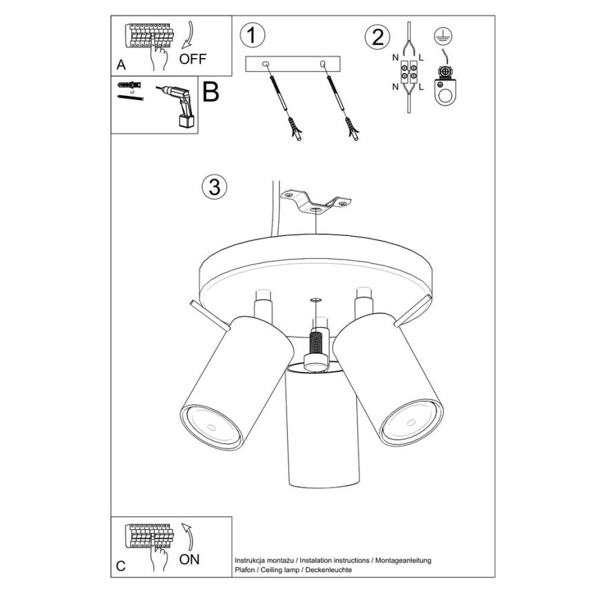 Bodové svítidlo RING 3xGU10/10W/230V černá