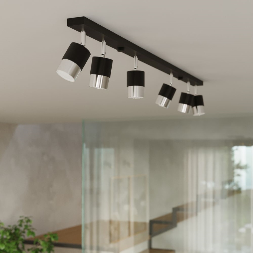 Bodové svítidlo NERO 6xGU10/40W/230V černá/lesklý chrom