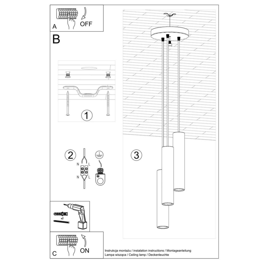 Lustr na lanku LAGOS 3xGU10/10W/230V bílá