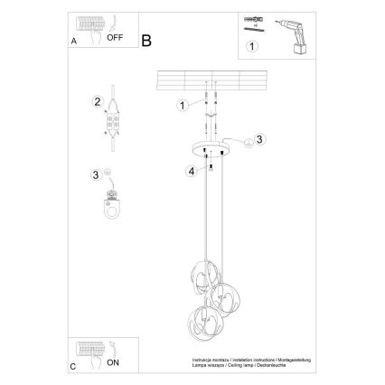 Lustr na lanku TULOS 3xE27/60W/230V bílá