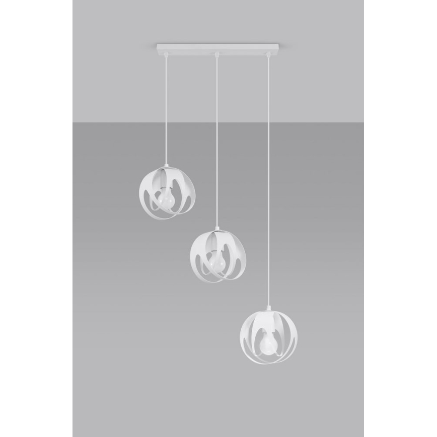 Lustr na lanku TULOS 3xE27/60W/230V bílá
