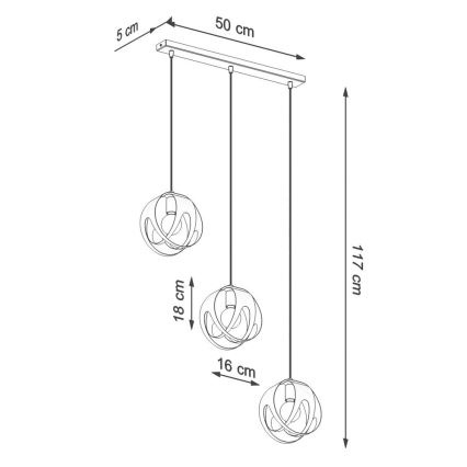 Lustr na lanku TULOS 3xE27/60W/230V bílá