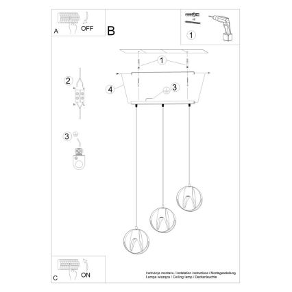 Lustr na lanku TULOS 3xE27/60W/230V bílá