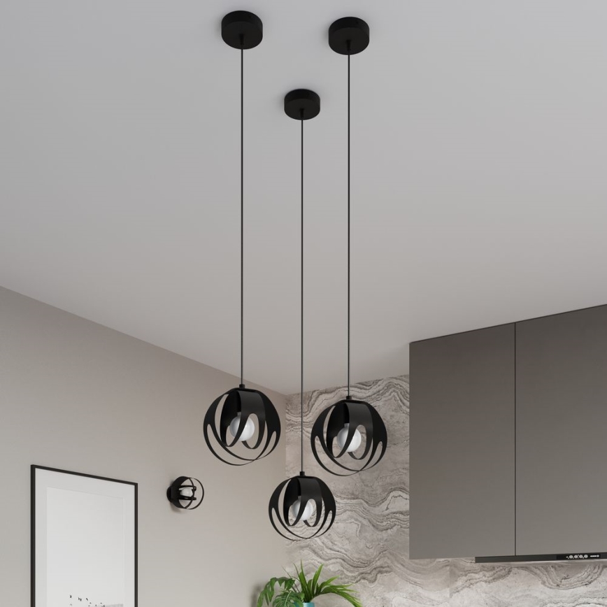 Lustr na lanku TULOS 1xE27/60W/230V černá