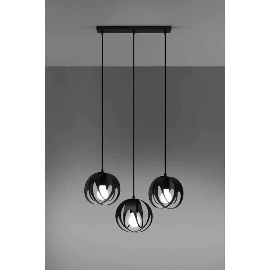 Lustr na lanku TULOS 3xE27/60W/230V černá