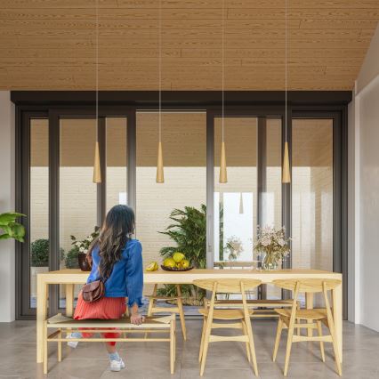 Lustr na lanku SULA 1xGU10/10W/230V pr. 8 cm béžová