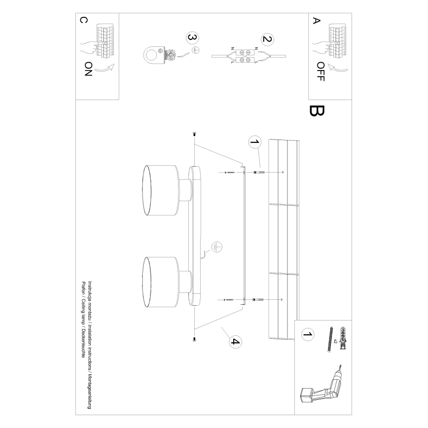 Stropní svítidlo SAVAR 2xE27/60W/230V černá