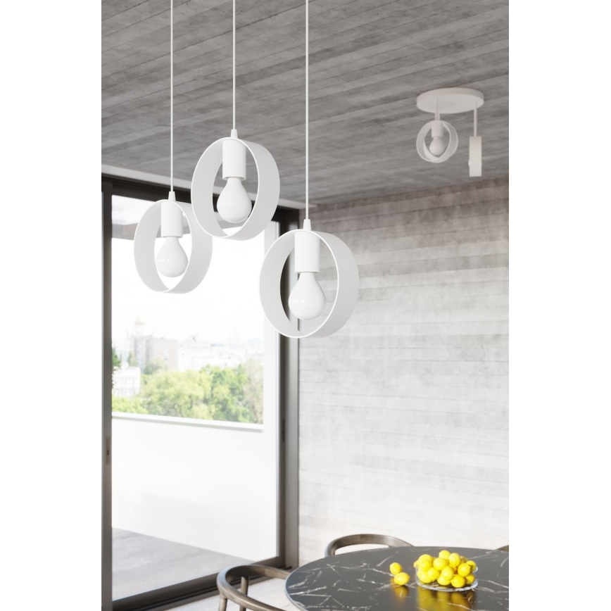Lustr na tyči TITRAN 3xE27/60W/230V bílá