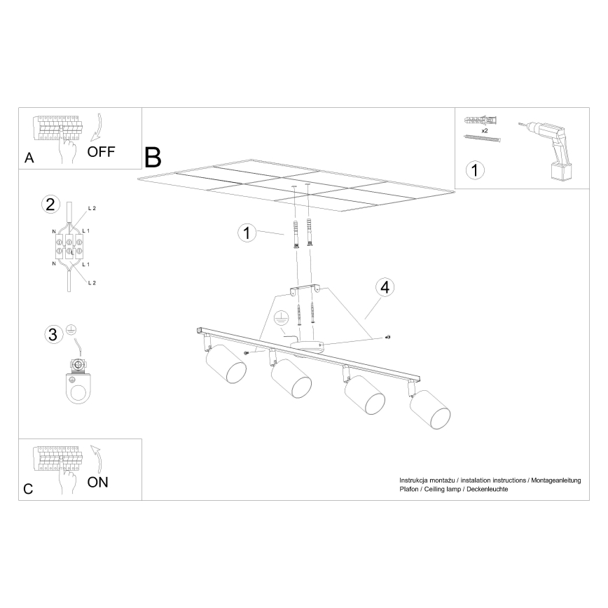 Bodové svítidlo LEMMI 4xGU10/10W/230V černá