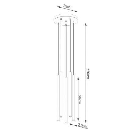 Lustr na lanku PASTELO 5xG9/8W/230V bílá