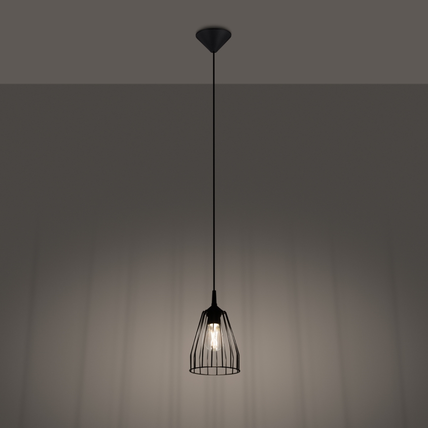 Lustr na lanku LEYO 1xE27/15W/230V černá