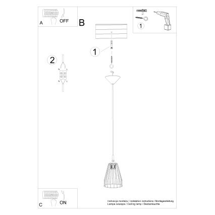 Lustr na lanku LEYO 1xE27/15W/230V černá