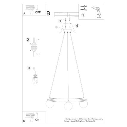 Lustr na lanku YOLI 3xG9/8W/230V černá