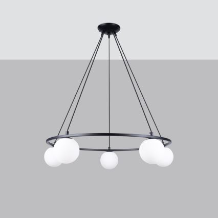 Lustr na lanku YOLI 5xG9/8W/230V černá