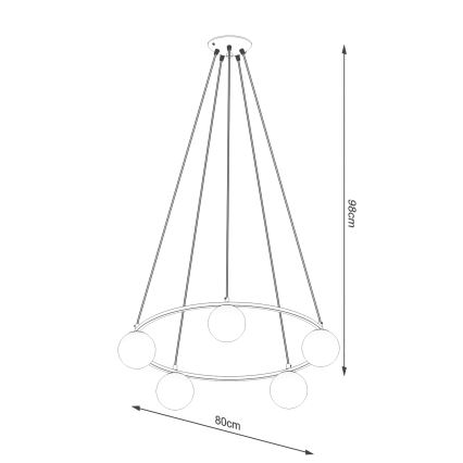 Lustr na lanku YOLI 5xG9/8W/230V černá