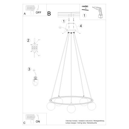 Lustr na lanku YOLI 5xG9/8W/230V černá