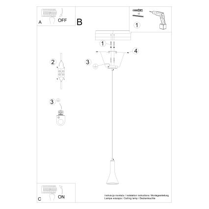 Lustr na lanku REA 1xE14/12W/230V beton