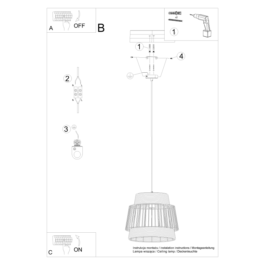 Lustr na lanku BRILO 1xE27/15W/230V