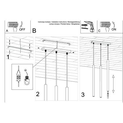 Lustr na lanku PASTELO 3xG9/8W/230V beton