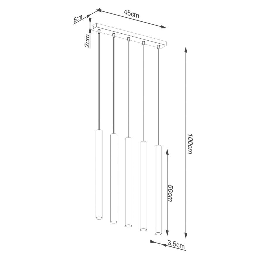 Lustr na lanku PASTELO 5xG9/8W/230V beton